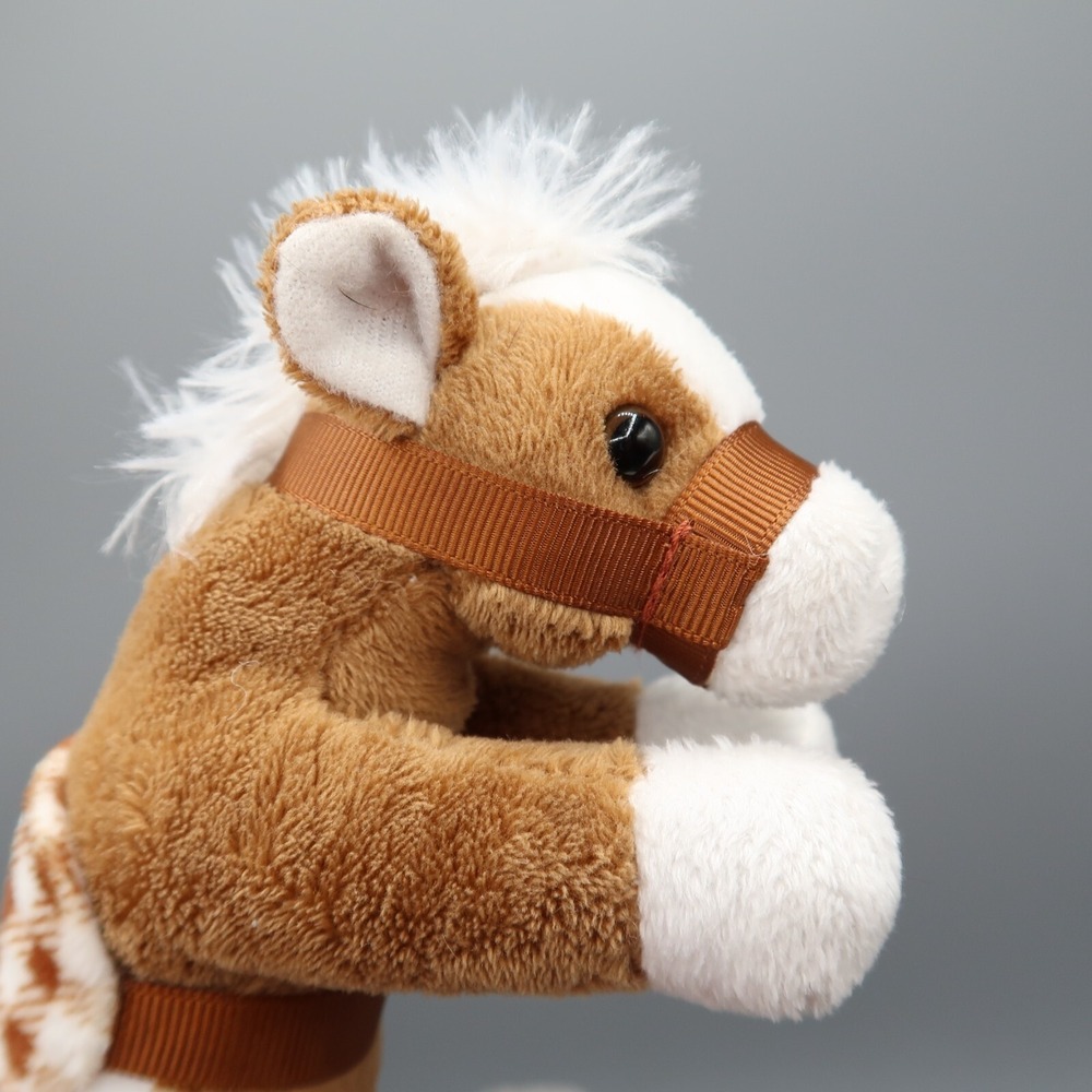 3 Prextex Pony Horse Plush Lot White Black Stuffed Animal Toy Brown Saddles Smal
